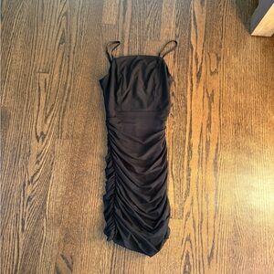 Crystal Doll Black Ruched Mini Dress